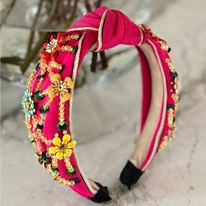 Brianna Cannon Pink Embellished Knot Fiesta Headband